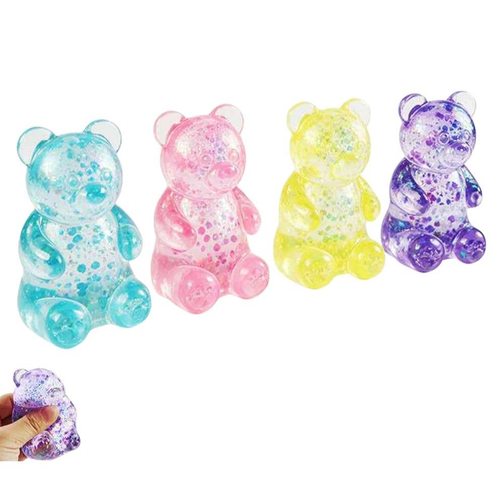 GLITTER TEDDY BEAR SQUISHY TOY, -