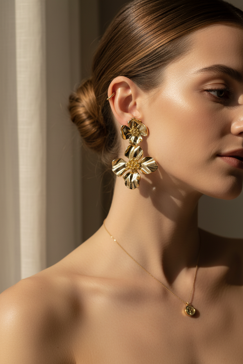 Flower Leaf Drop Earring Series