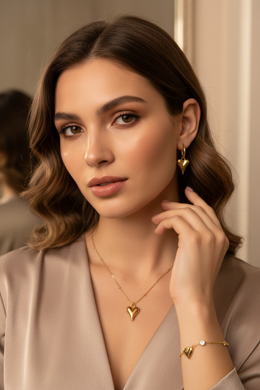 Heart and Zircon Jewelry Set