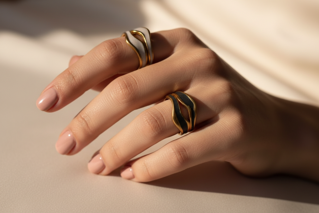 Pearlescent Double Band Ring