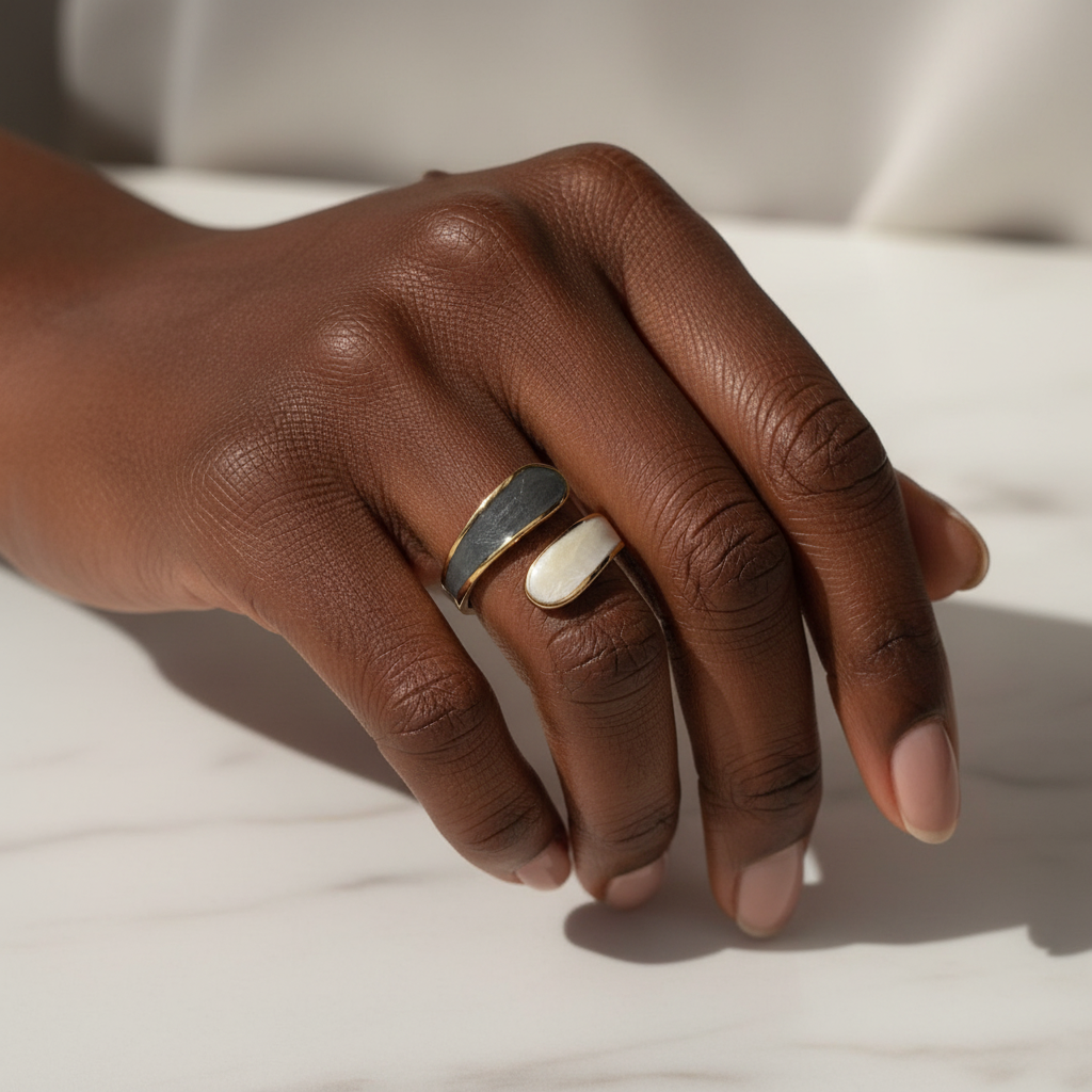 Pearlescent Double Band Ring