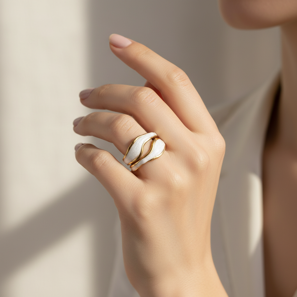 Pearlescent Double Band Ring