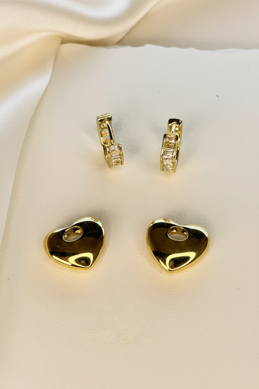 Two in One Hoop and Heart Earrings
