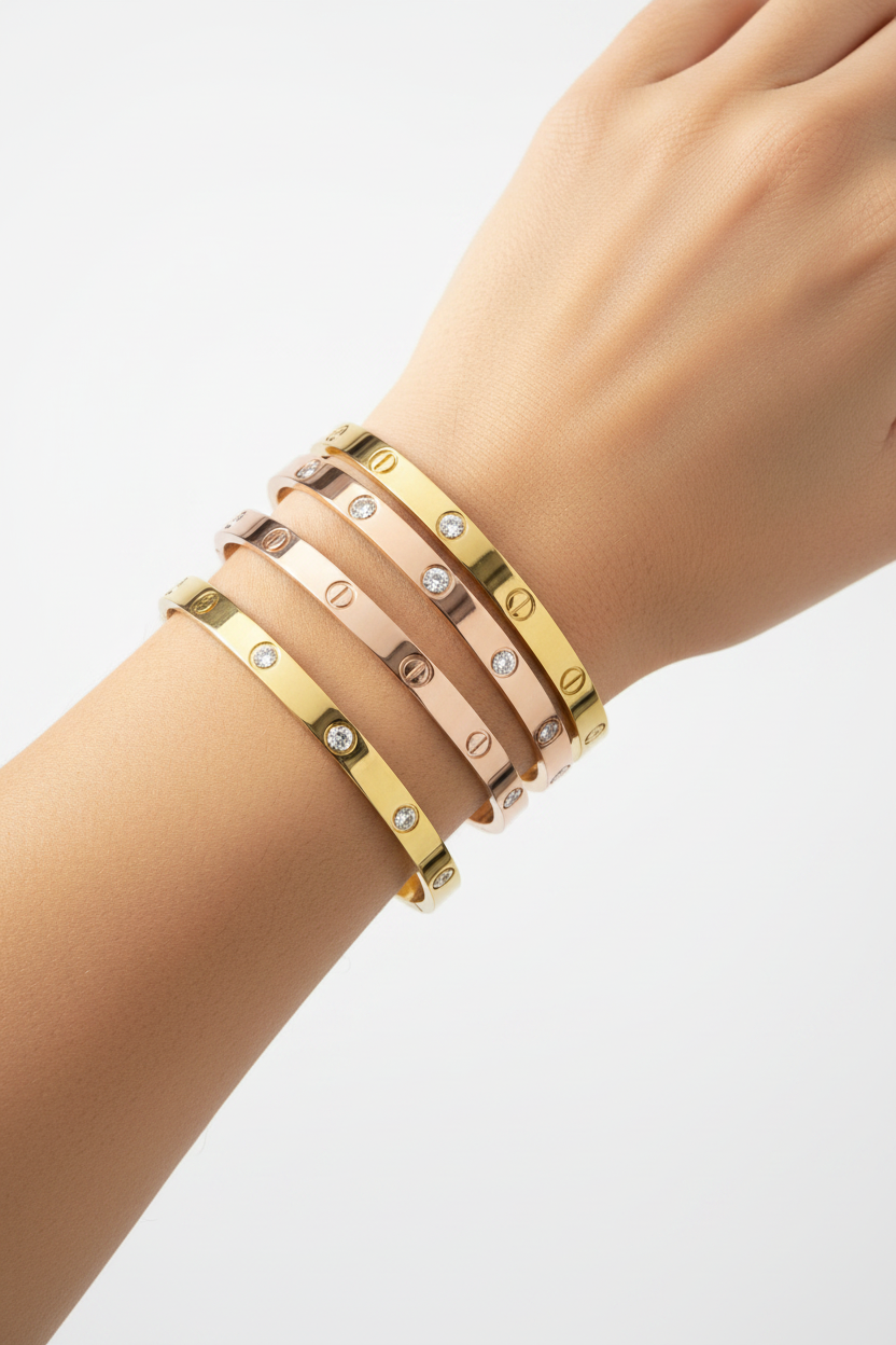 Cross Heart and Zircon Bangle