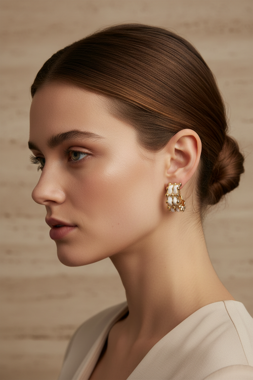 CC Inspired silver stud earrings